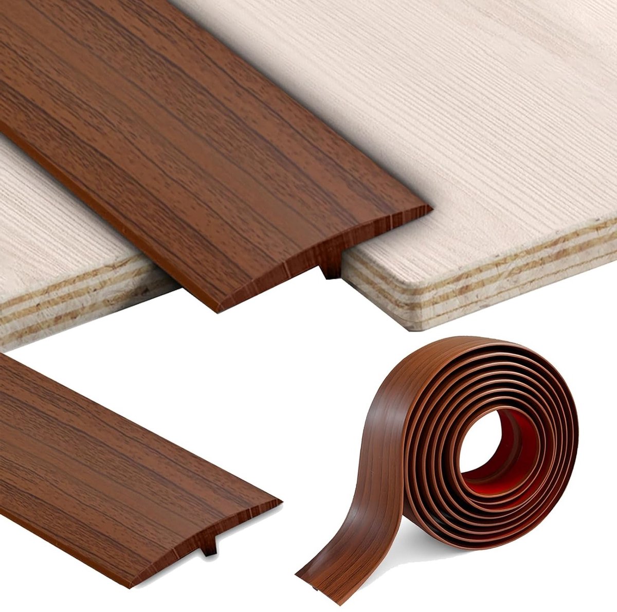 Overgangsprofiel T-profiel zelfklevend 5 cm x 3 m voor PVC vloeren, houten vloeren en tegels, dekstrip voor deurdrempels en vloerverbindingen