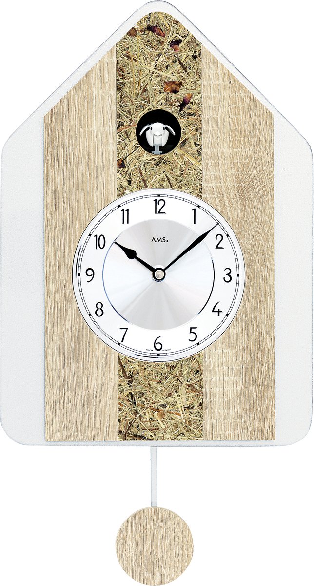 AMS Wandklok koekoek met slinger en melodie / leuke klok met slinger en vogelgeluid / Vaderdag kado hout