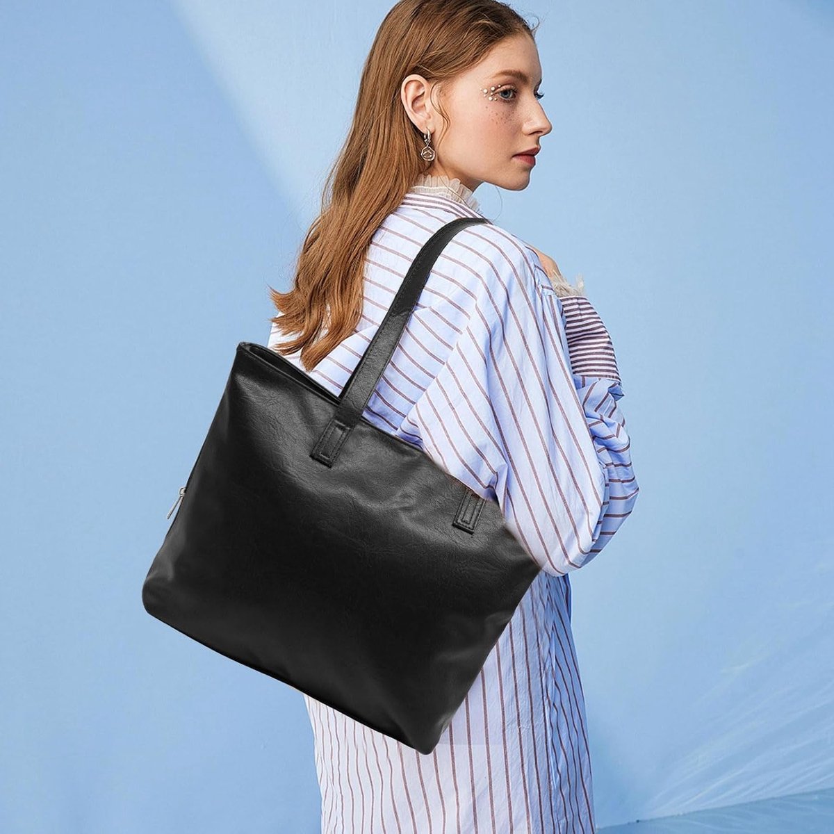 Grote Dames Schoudertas van Leer - Ruime Shopper Handtas voor Werk en Reizen, Perfect voor Universiteit