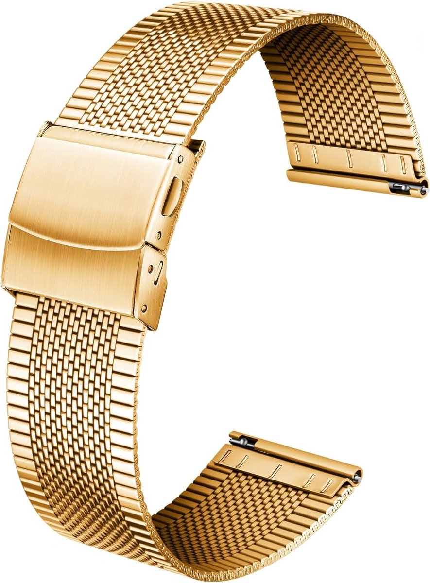 Stalen Horlogebandjes 12mm 14mm 16mm 18mm 20mm 22mm - Ultra-dunne Vervangbare Mesh Straps voor Heren en Dames in Diverse Kleuren zoals Goud, Zilver, Zwart en Roségoud