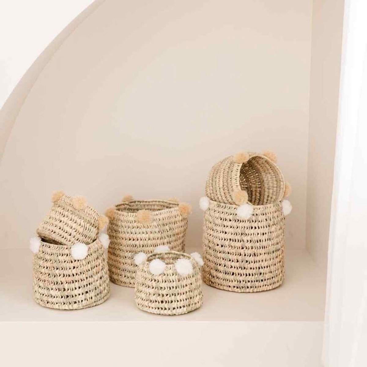 NOA MAY Mand Boho - naturel/beige - zeegras/katoen - Ø 20 x h 18 cm