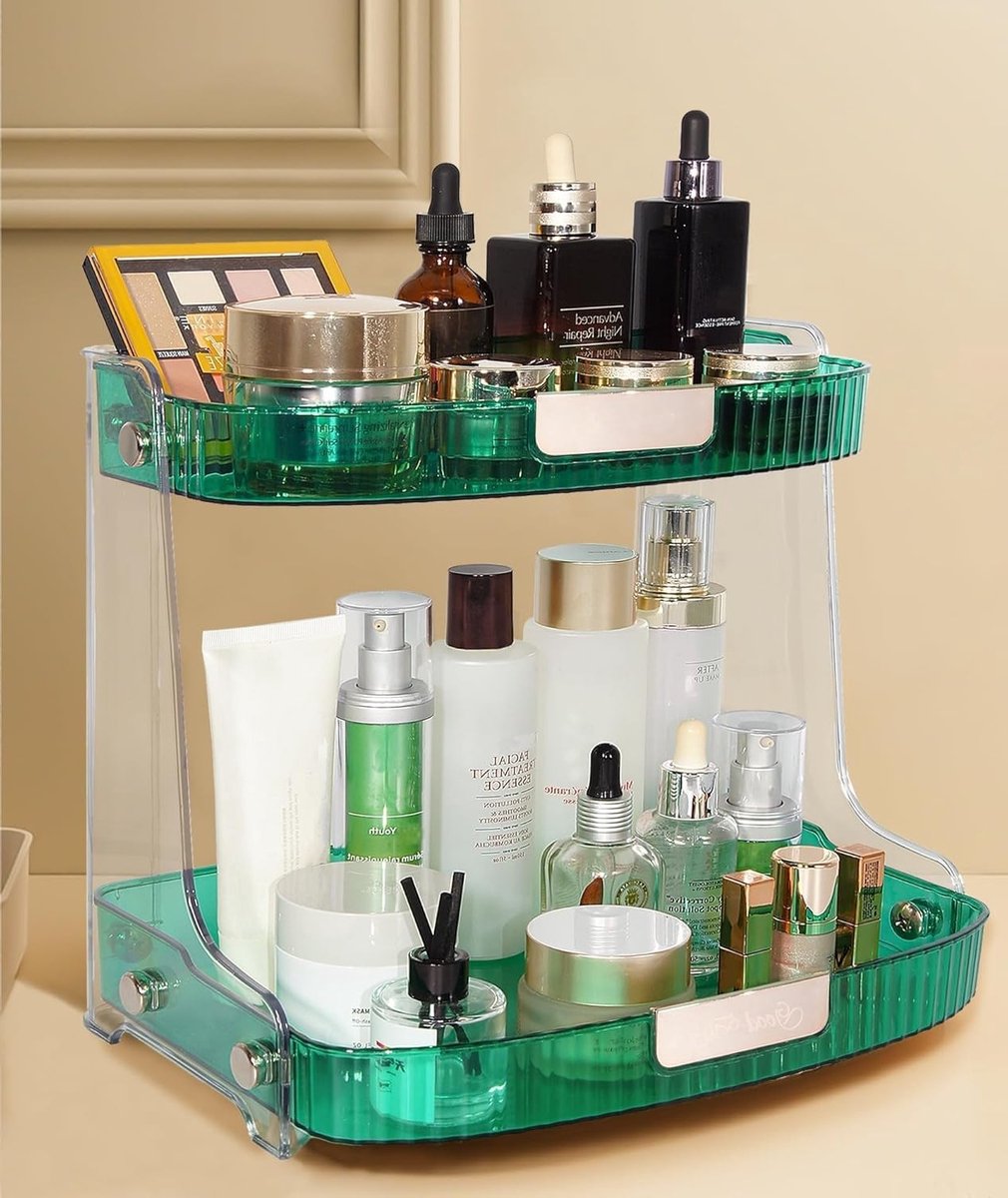 2-Layer Makeup en Cosmetica Organizer - Opbergdoos voor Badkamer en Slaapkamer - Perfect Cadeau voor Vrouwen en Makeup Liefhebbers