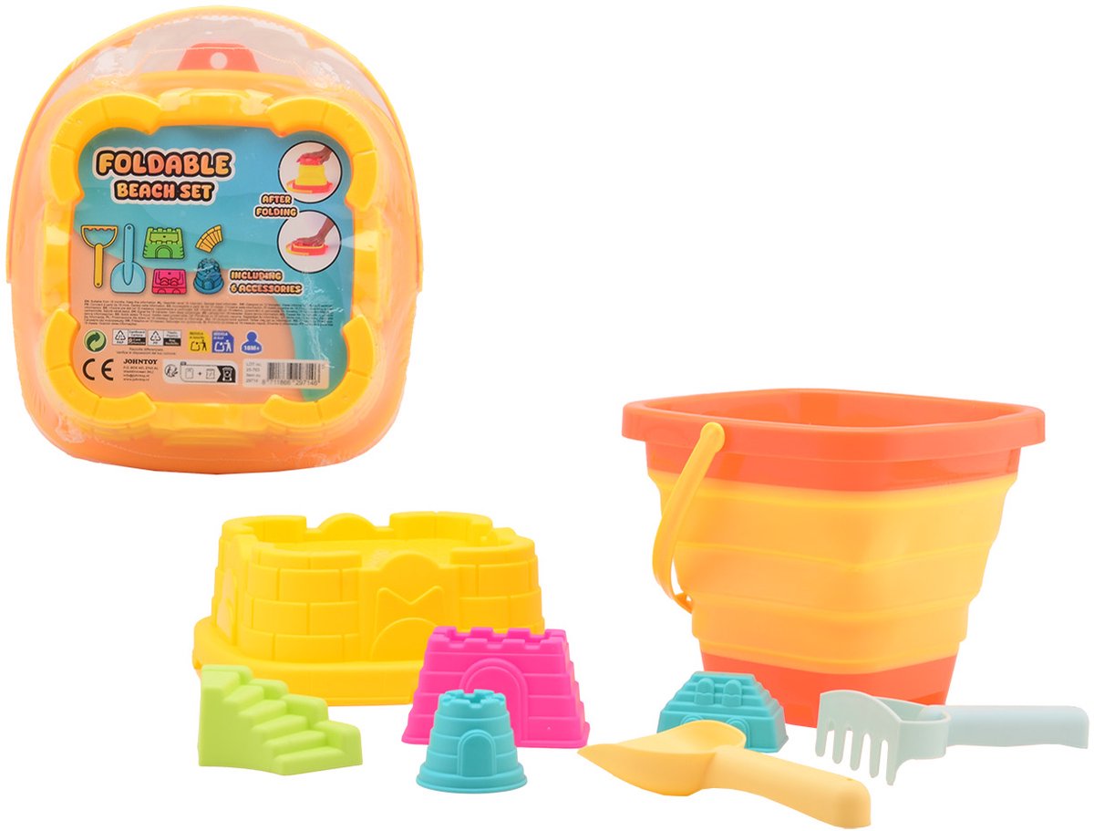 Johntoy strand emmer opvouwbaar met accessoires - speelgoed strandset.