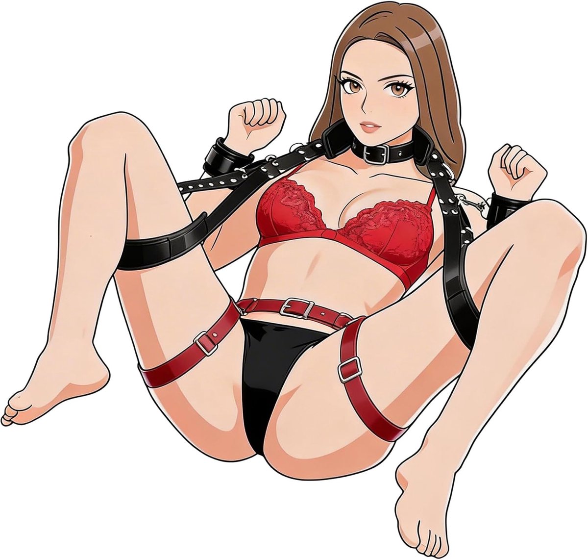 DOWO® - Body Bondage - Handboeien - Kleding Accessoires - Sexy Lingerie - Erotiek Riem - SM BDSM - PU Leer- Harnas Vrouwen - Handboeien - Sextoys voor vrouwen - Zwart