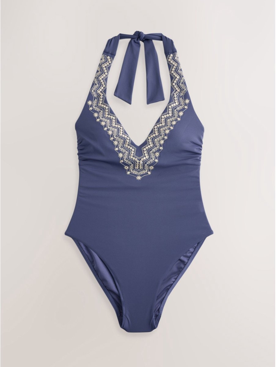 Next - Dames - Diepuitgesneden buikbedekkend badpak - Blauw