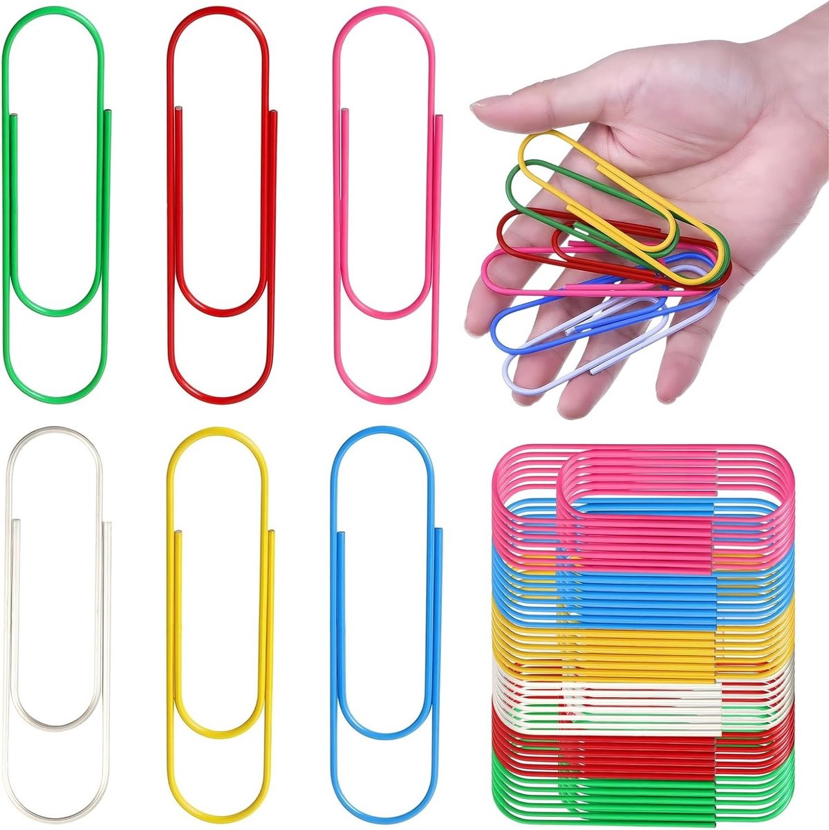 Grote Multicolor Paperclips van 100mm - 40 Stuks Jumbo Metalen Clips voor Documenten, Foto's en Posters