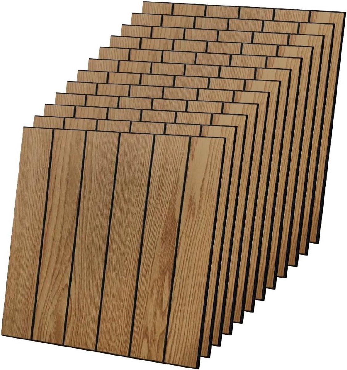 Pack of 12 Wall Panels Self Adhesive 30×30 cm PVC Wall Panels, Sound Absorbing Wall Panels, Wood Look Wall Cladding - ShopVlot