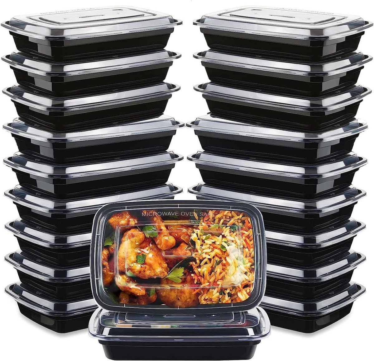 Meal Prep Containers met 2 Compartimenten - 10 Stuks, Herbruikbare BPA-vrije Plastic Voedselopslag met Luchtdichte Deksel, Magnetron- en Vriezerbestendig