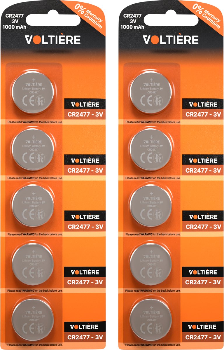 Voltière 10-Pack CR2477 Batterij - Lithium Knoopcel Batterijen - CR2477 Knoopcelbatterij - 10 Stuks