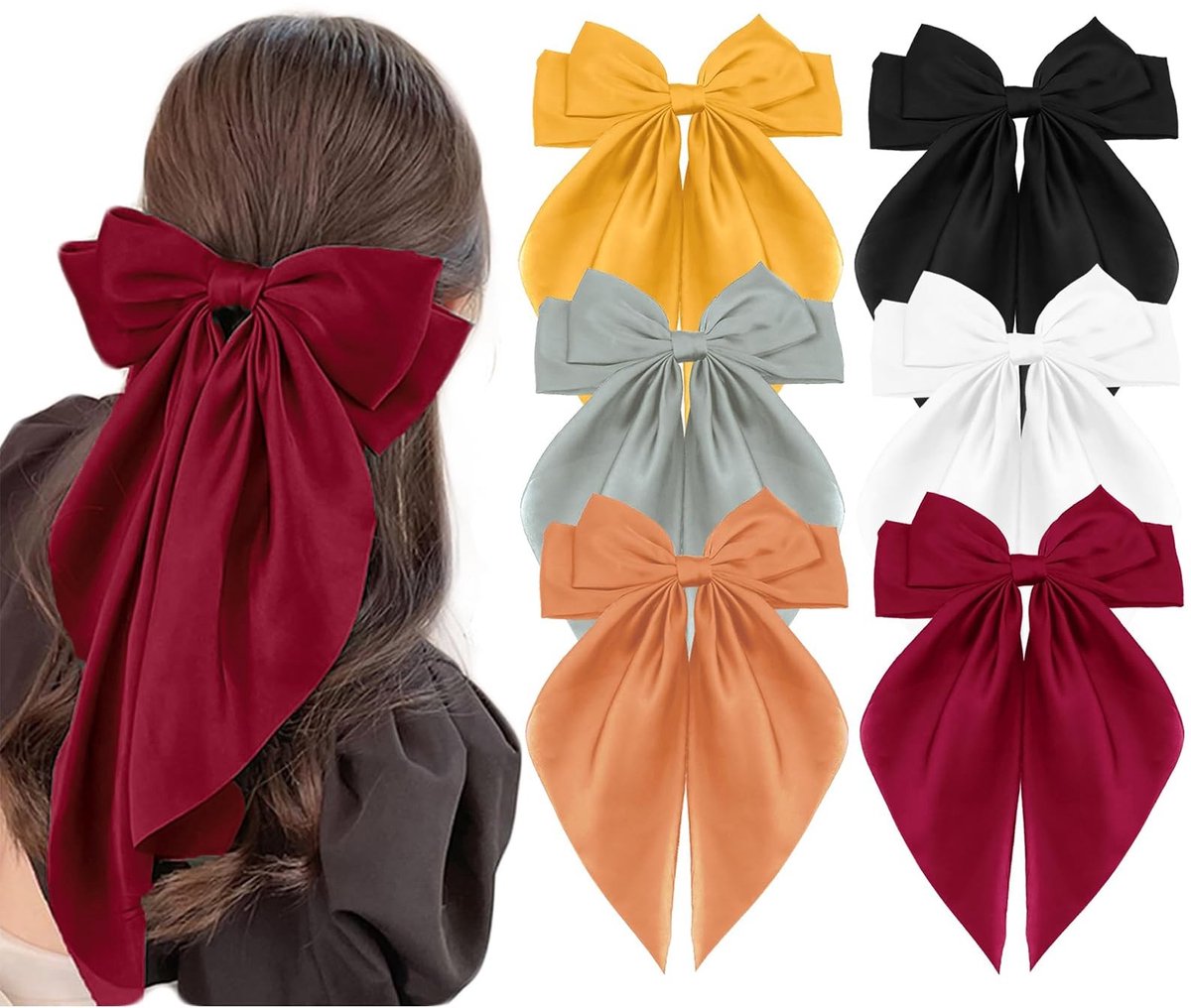 Cosensi - Dailygoods - Set van 6 Elegante Haarstrikken voor Dames in Diverse Kleuren