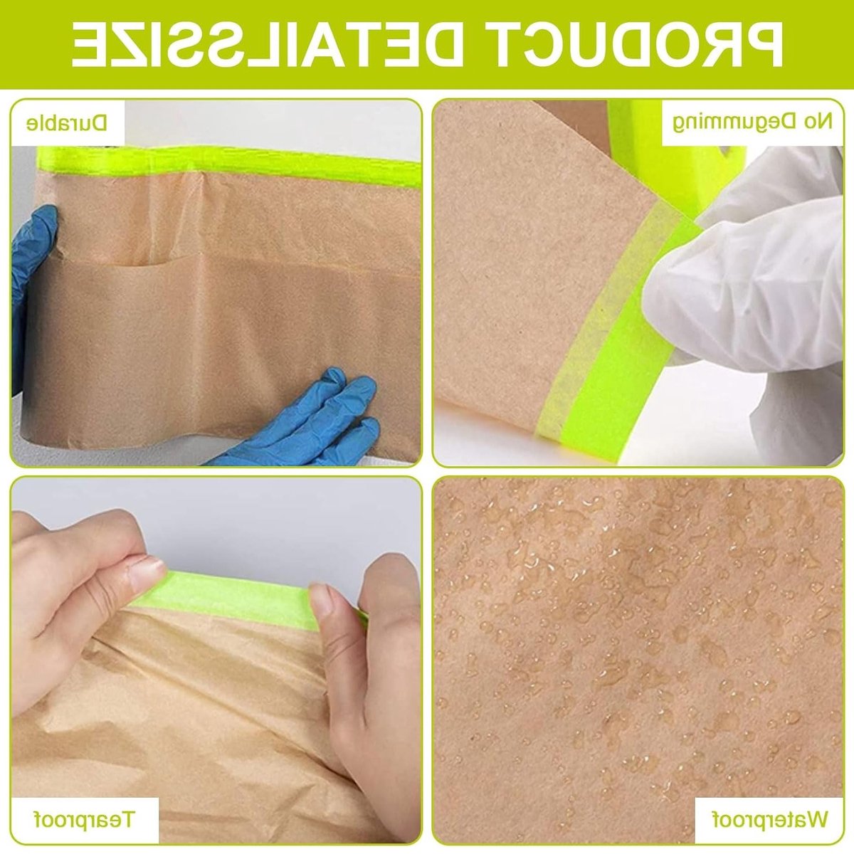 Zelfklevend afplakpapier voor verven en renovaties - 2-in-1 afplakband met 3 rollen van 45 cm x 15 m voor een perfecte afwerking