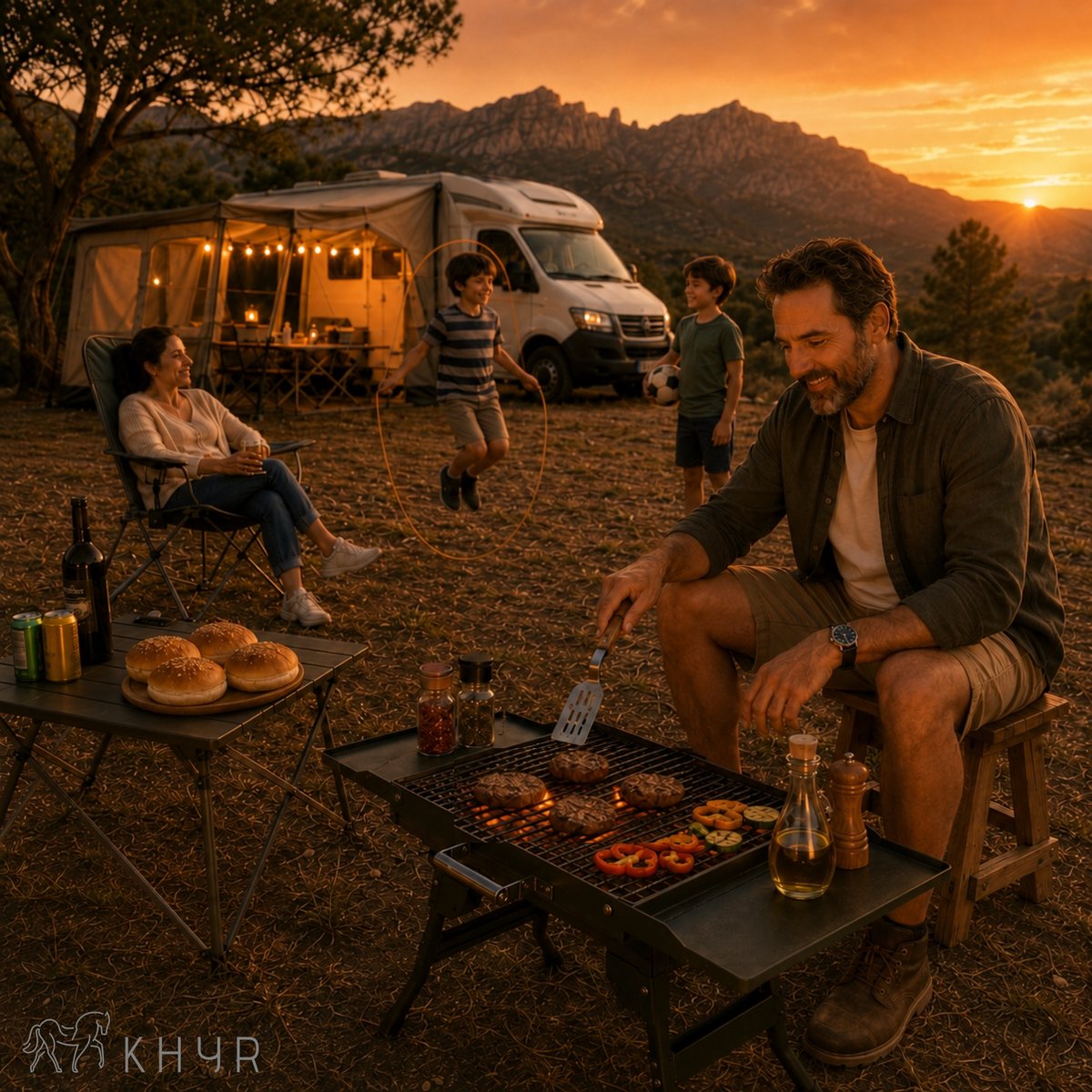 KHYR® CARRYFIRE BBQ Grill – NIEUW mei 2026 - Opvouwbare Draagbare Houtskool BBQ Grill – Portable Camping Barbecue – Tafel Barbeque - Draagbare Grill met Zijtafels – 45 x 30 cm Grilloppervlak – Voor Camping, Tuin, Outdoor BBQ - incl. Grijp spatel thumbnail 6