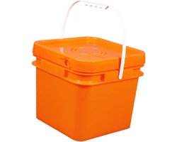Vierkante Emmer - Opbergbak Deksel - Multifunctioneel Gebruik - Zwaar Uitgevoerd - 8 Liter - Oranje