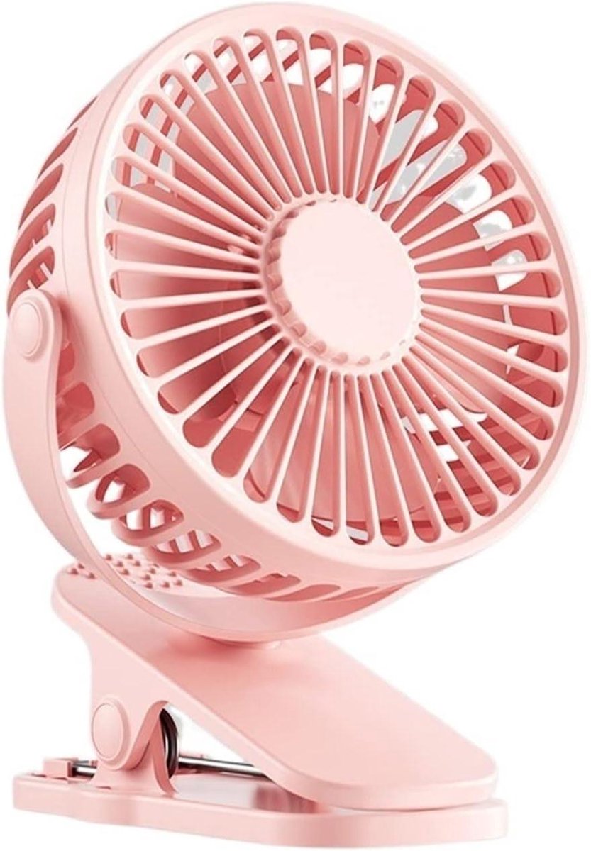 Bureauventilator Draagbare Mini Hand Clip Fan USB Oplaadbare Stille Desktop Elektrische Ventilator Studentenflat Kleine Koeling Ventilador(Pink with Battery)