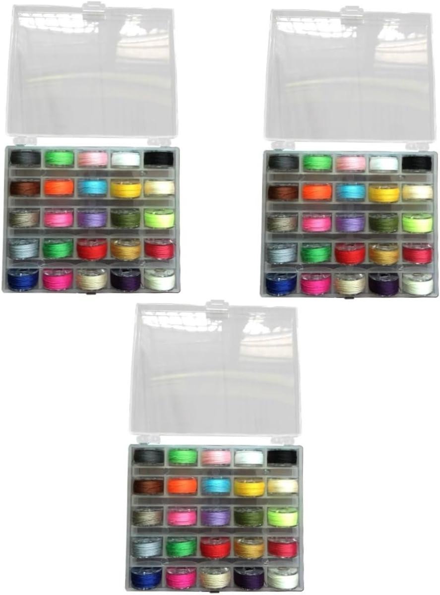 Garenklossensets - Naaispoelen - Nette Opslag - 25 Kleuren Per Set - 3 Sets - Assorti