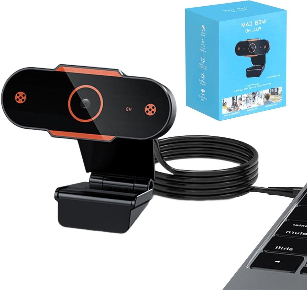 HD Webcam - Online Camera - Videoconferenties - Snelle Autofocus - 1080p Resolutie - Zilver