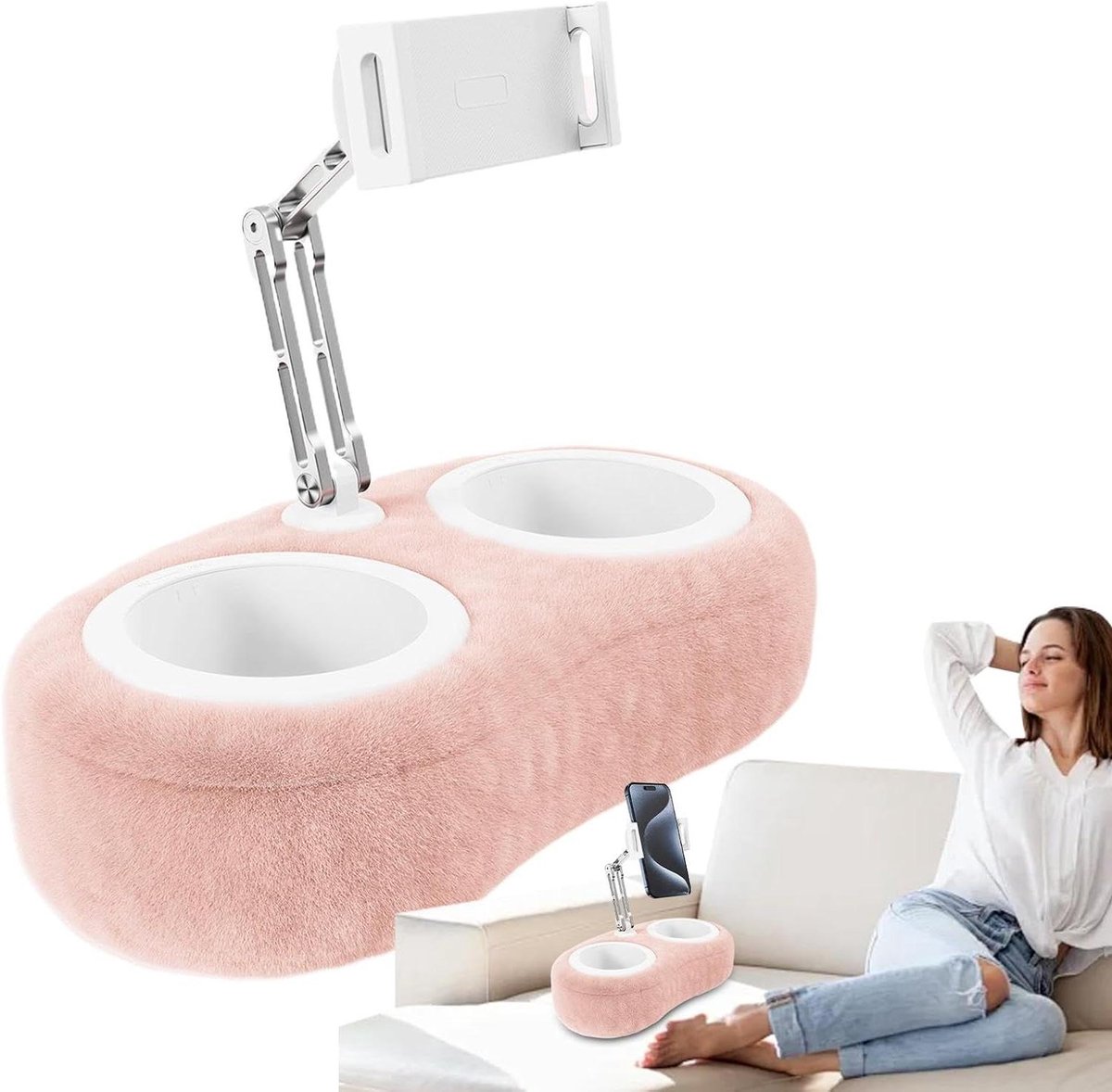 Tablet Kussen Houder - Lap Bureau - Comfortabel Lezen - Verstelbare Hoek - 40x19.5x46cm - Roze