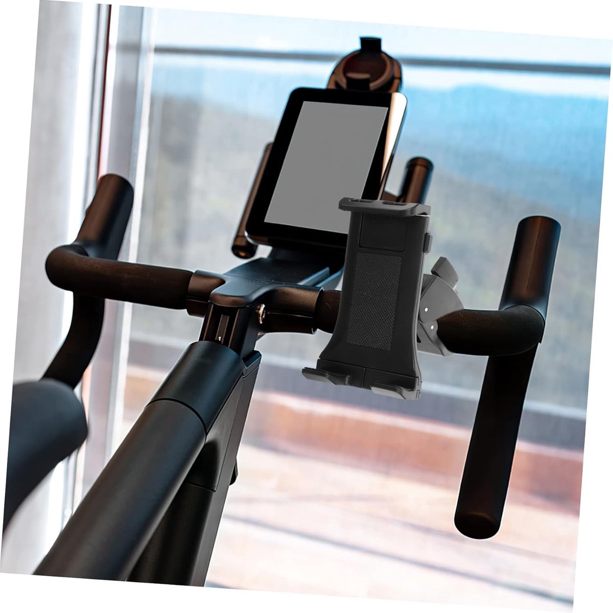 Telefoonhouder Fiets - Tabletstandaard Hometrainer - Sporten Binnen - 360 Graden Draaibaar - 12 x 6 x 11 cm - Zwart