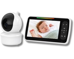 Milorra Babyfoon met Camera – 5 Inch HD Scherm – Zonder Wifi – Nachtzicht – Terugspreekfunctie – Baby Monitor met Camera – Bereik 300M