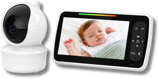 Milorra Babyfoon met Camera – 5 Inch HD Scherm – Zonder Wifi – Nachtzicht – Terugspreekfunctie – Baby Monitor met Camera – Bereik 300M