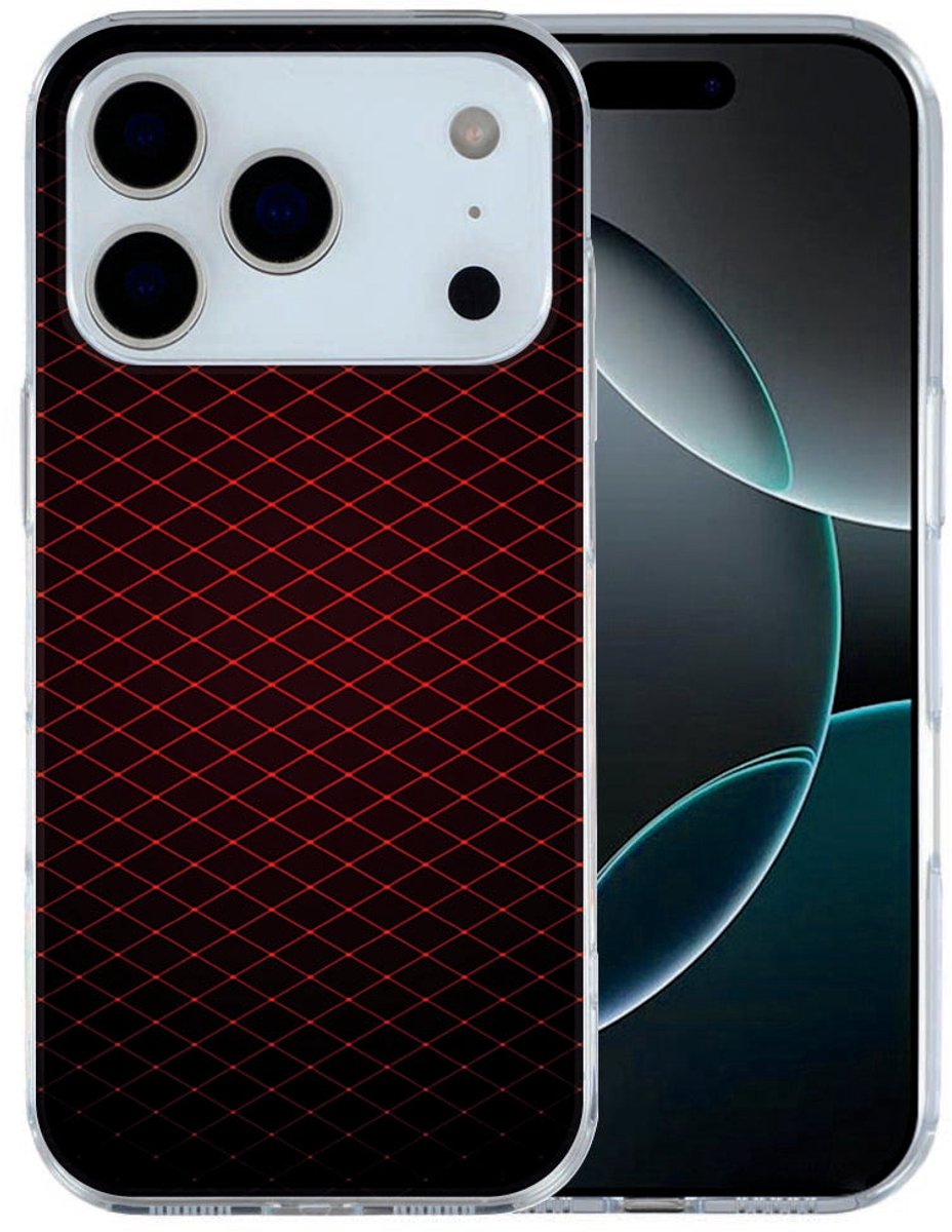 iPhone 17 Pro Max Hoesje Geruit Rood – TPU Cover met Rood Ruitpatroon