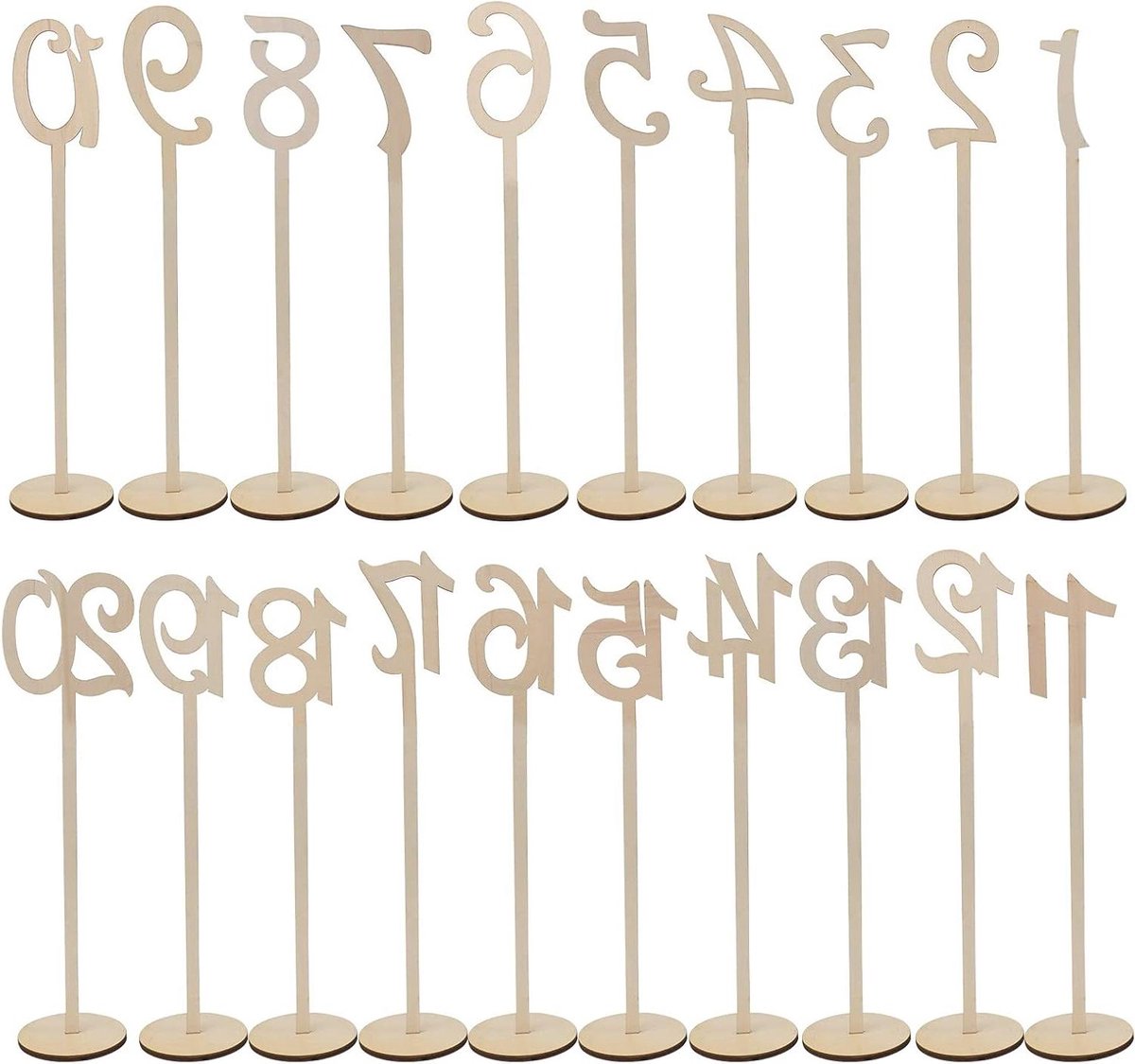 TOYANDONA Table Numbers, Wooden Table Numbers 1-20 with Holder Base for Wedding Party Table Decoration