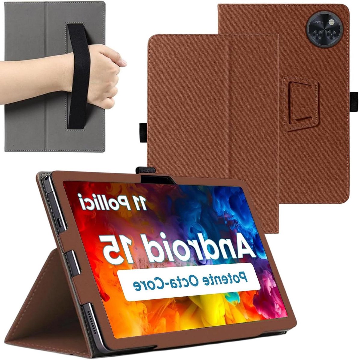 Tablethoes - Beschermhoes - Tablet Gebruik - Ingebouwde Standaard - 11 Inch - Bruin