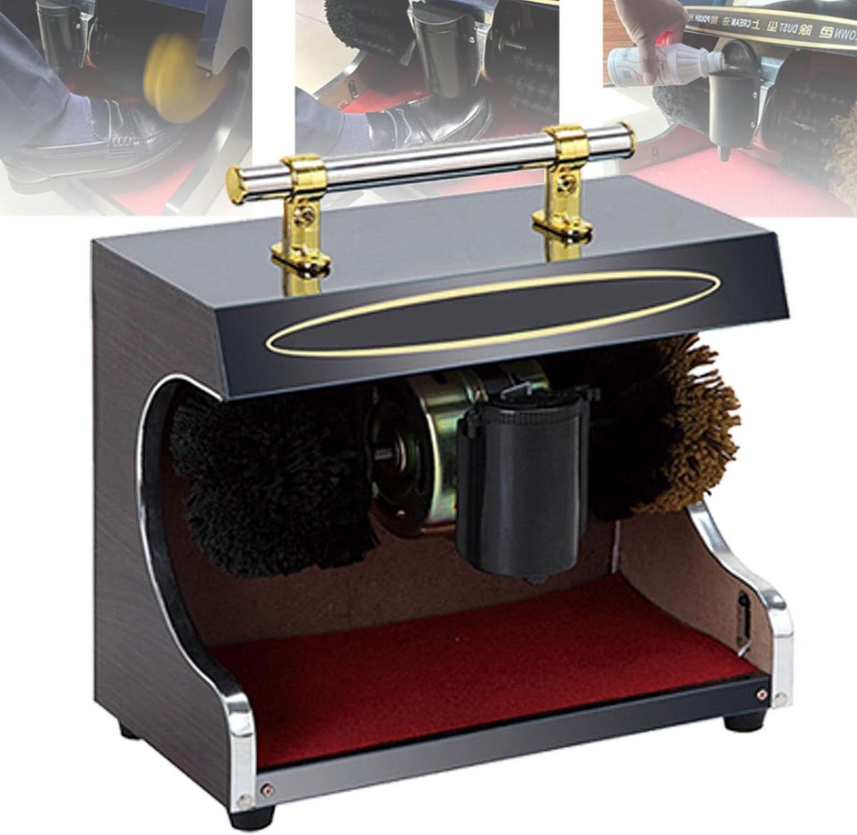 Automatische Schoenpoetser - Schoen Glans Machine - Schoenen Onderhouden - Dubbele Borstel - 100W Vermogen - Zwart