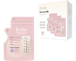 Evite Moedermelk Bewaarzakjes - Met Schenktuit - 250ML - 100 Stuks - BPA Vrij - Borstvoeding Bewaarzakje - Temperatuur Sense