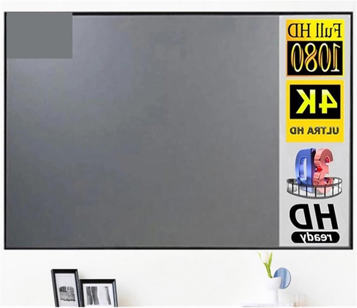 Projectiescherm - Filmdoek - Thuisbioscoop - Omgevingslichtafwijzing - 130 inch - Metaalgrijs