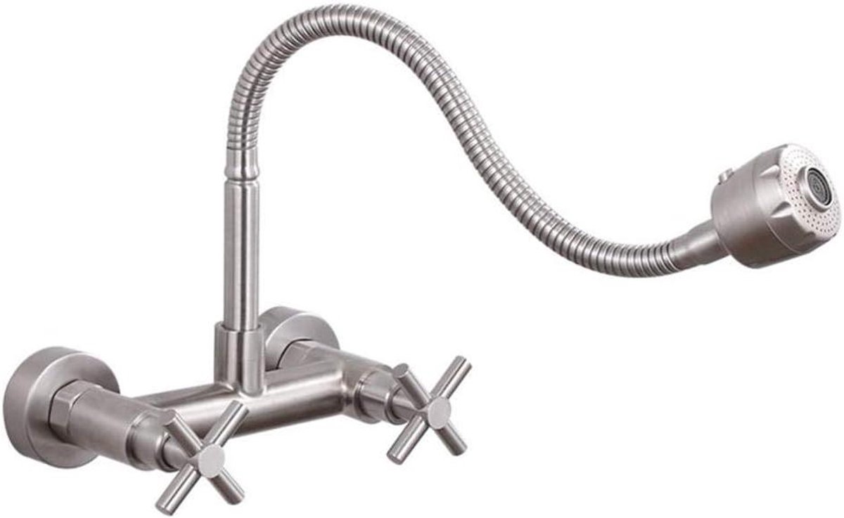 Keukenkraan Wandkraan - Spoelbakkraan - Douche Reinigen - 360° Draaibaar - 135-165mm - Geb
