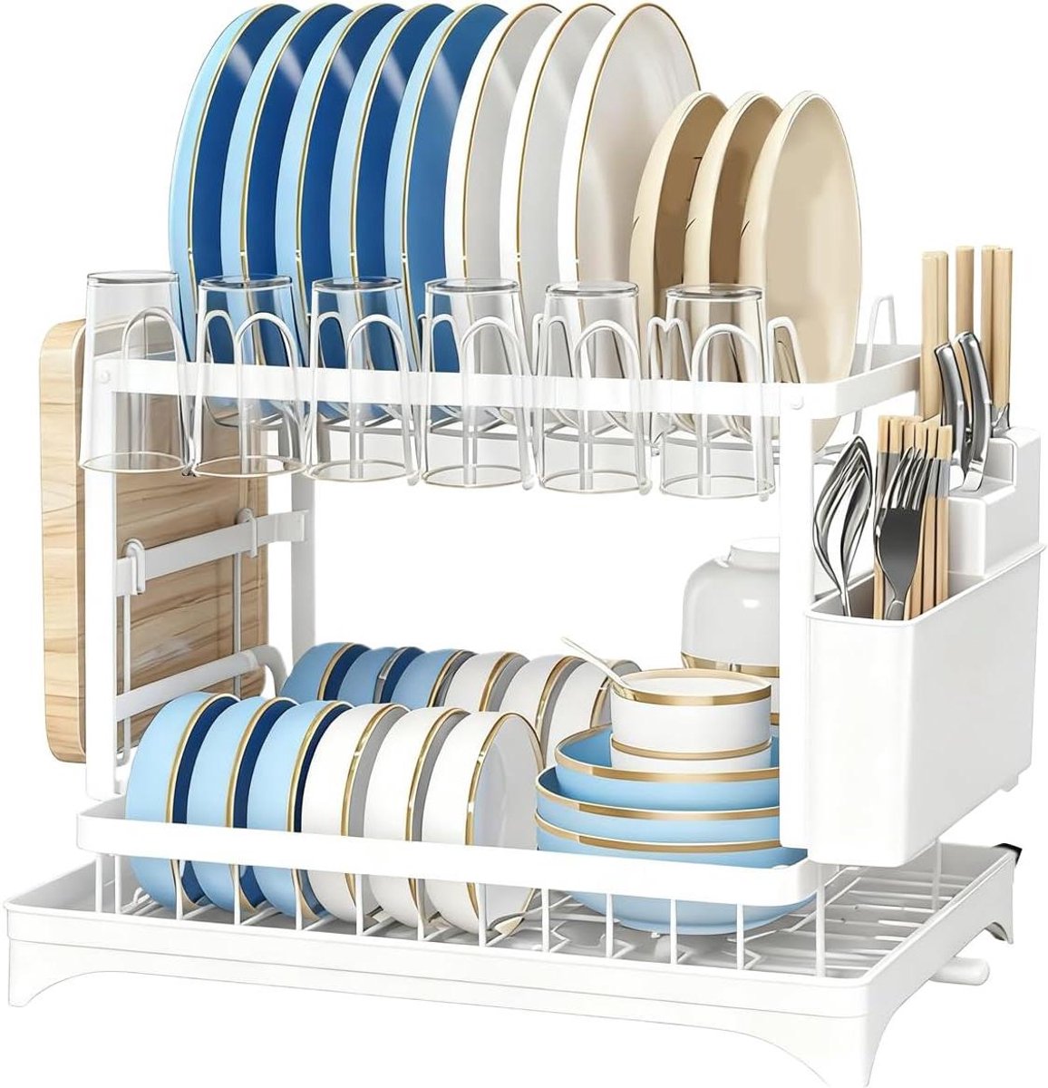 Afwas Droogrek - Keuken Organizer - Vaat Drogen - Ruimtebesparend Design - 15x31x15 cm - Wit