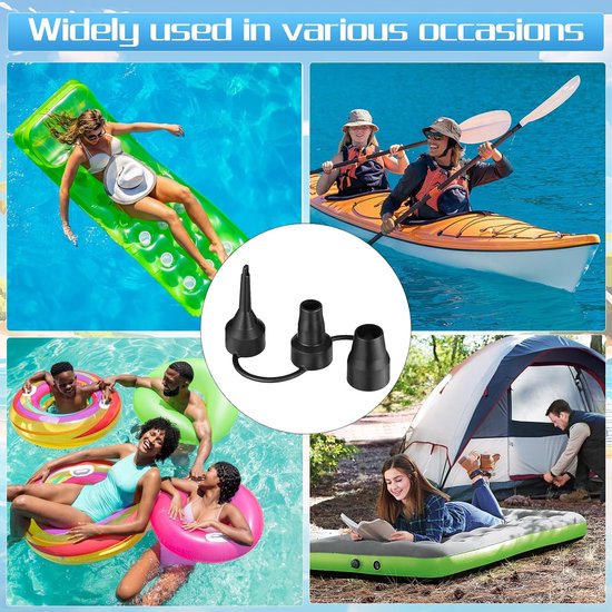 Luchtpomp Adapter Set - Ventiel Converter - Watersport Accessoires - 3 Maten Inbegrepen - 3 Stuks - Zwart — afbeelding 5