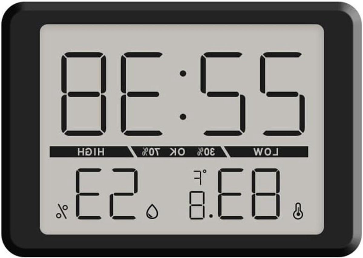 Digitale wekker - Temperatuur monitor - Milieu monitoring - Magnetische plaatsing - -50 tot 70C - Zwart