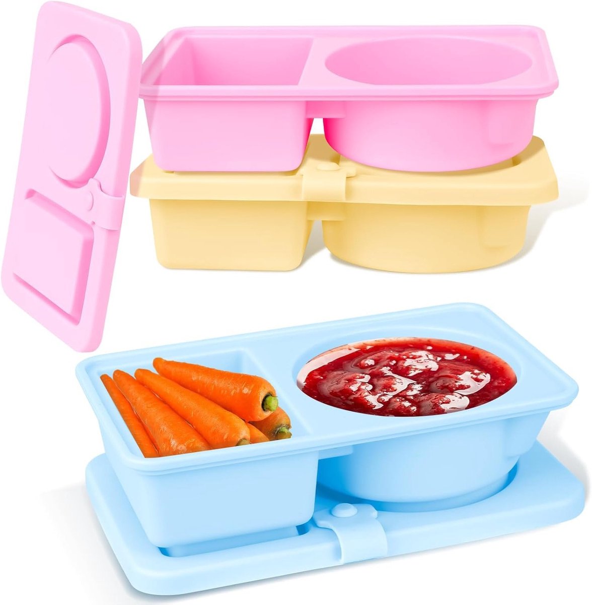 Set van 3 Vouwbare Silicone Lunchboxen met Deksel, Magnetronbestendig en Geschikt voor Snack, Kantoor en Picknick