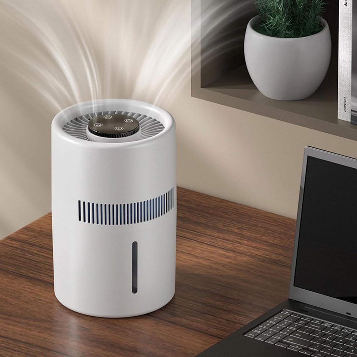 Luchtzuiveraar Bevochtiger - Desktop apparaat - Comfortabel binnenklimaat - Grote tankcapaciteit - 4 liter tank - Wit