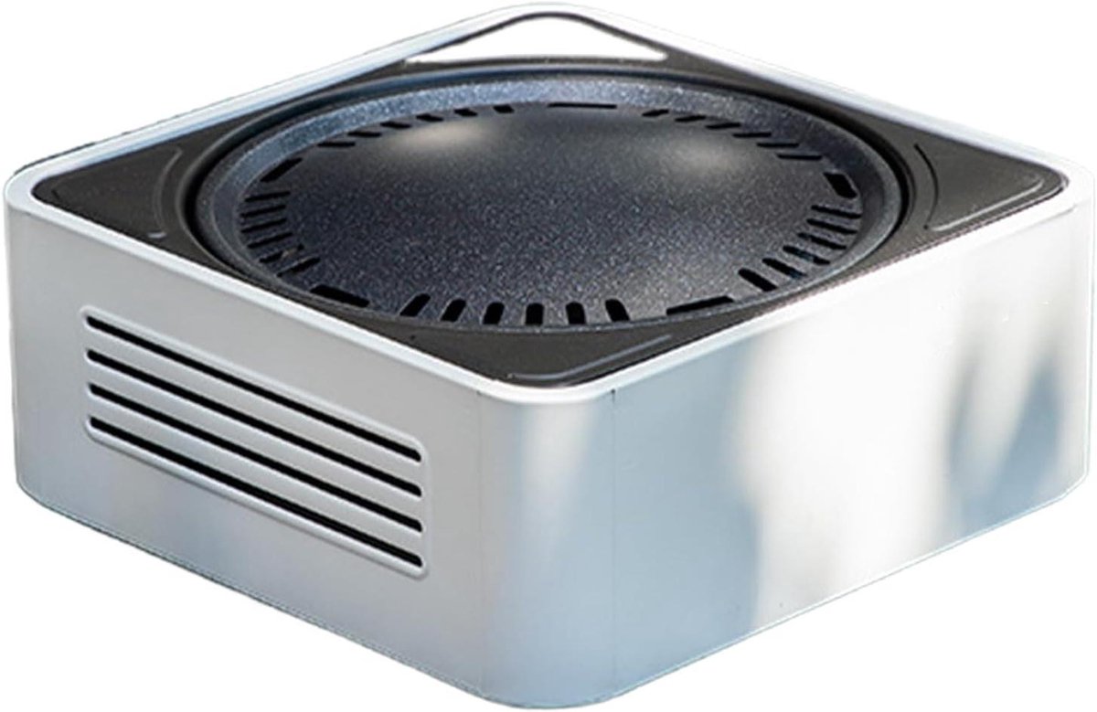 Houtskoolbarbecue - Compacte grill - Buiten koken - Temperatuurregeling - 41 x 17 cm - Wit