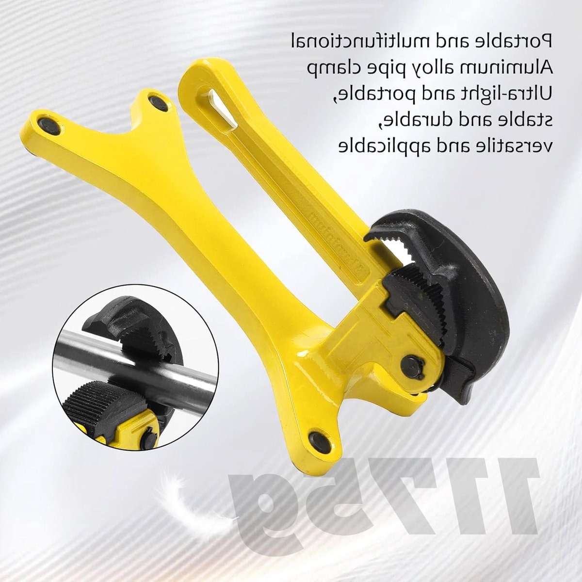 Draagbare buisschroef voor leidingen, automatische klemkrachtinstelling, onderhoud en reparatie van leidingen, geel 0,3 cm - 3,8 cm