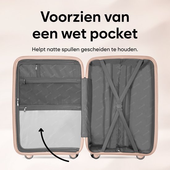 SKYCASES Travel One – 24-inch Medium Reiskoffer – Cijferslot – 41x24x69 cm – 68L – Lichtgewicht, Waterdicht & Duurzaam – Lichtroze