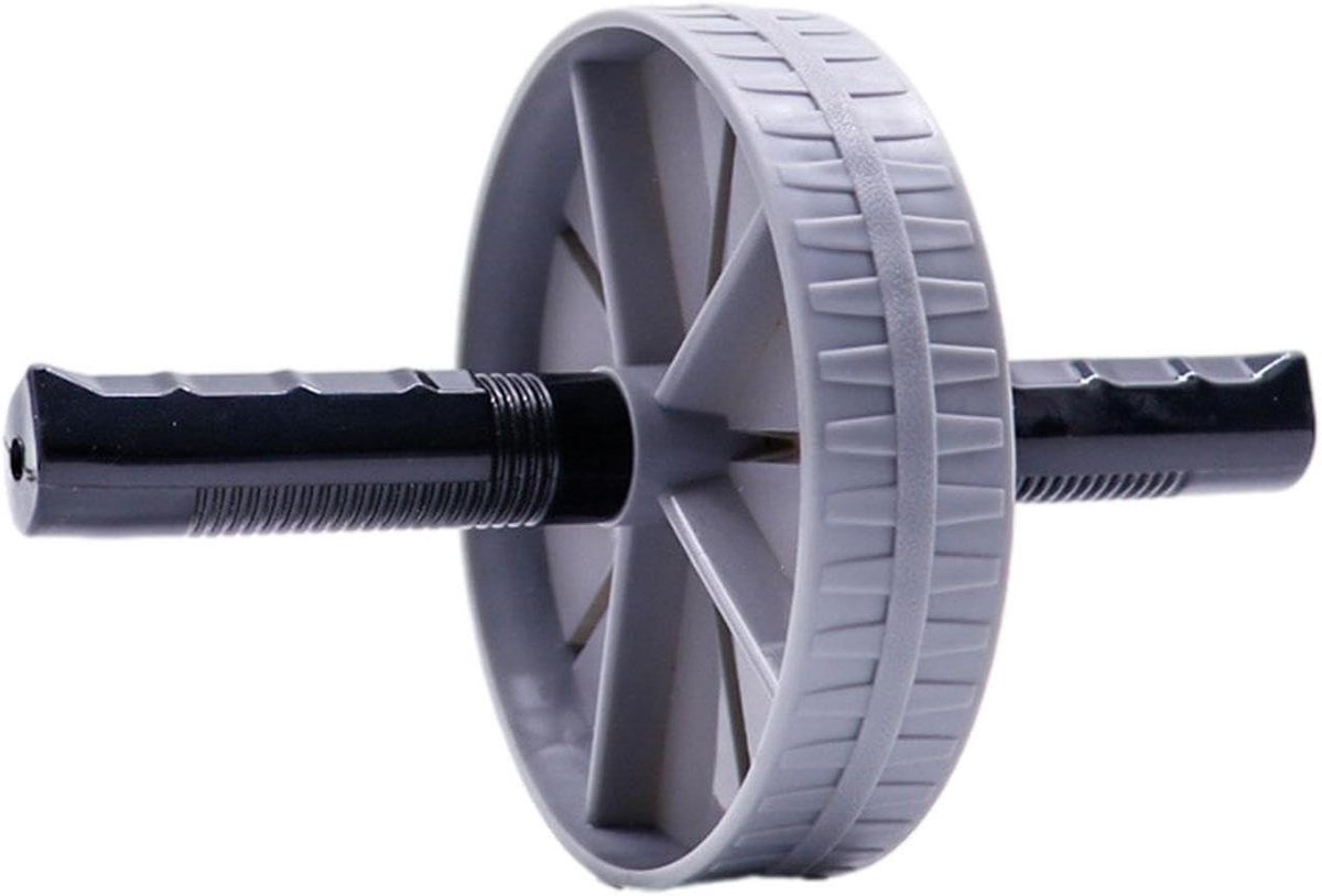 Buikspierwiel - Core Trainer - Buikspieren Trainen - Dubbel Wiel Ontwerp - 23.5 cm Lengte - Grijs