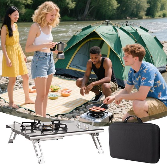 Draagbaar Kooktoestel - Opvouwbaar Fornuis - Outdoor Koken - Roestvrijstalen Constructie - 415 x 29 x 105 cm - Zilver — afbeelding 3
