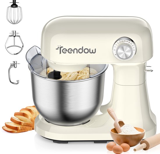 Teendow SM‑B03C Keukenmachine - 1500W Staande Mixer met 12 Snelheden - 5L RVS Kom - Kantelbare Kop - Voor Deeg Kneden, Taartbeslag en Room - Vaatwasserbestendig voor Thuisbakken van teendow — afbeelding 2