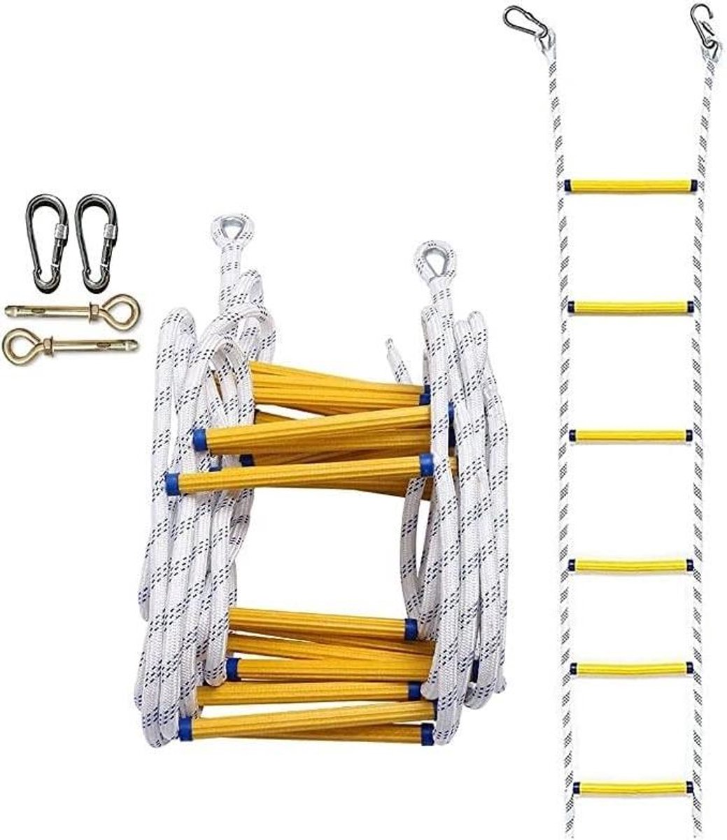 Noodladder Touw - Ontsnappingsladder Veiligheid - Veilig Ontsnappen - Snel Opzetbaar - 30 Meter - Zwart