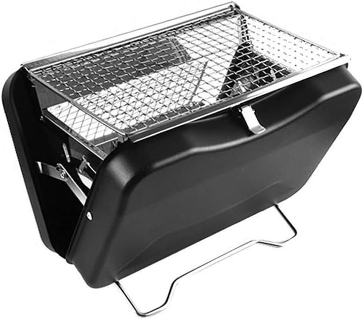 Tafelblad Barbecue - Koffer Grill - Outdoor Koken - Inklapbaar Ontwerp - 20x30cm - Zwart