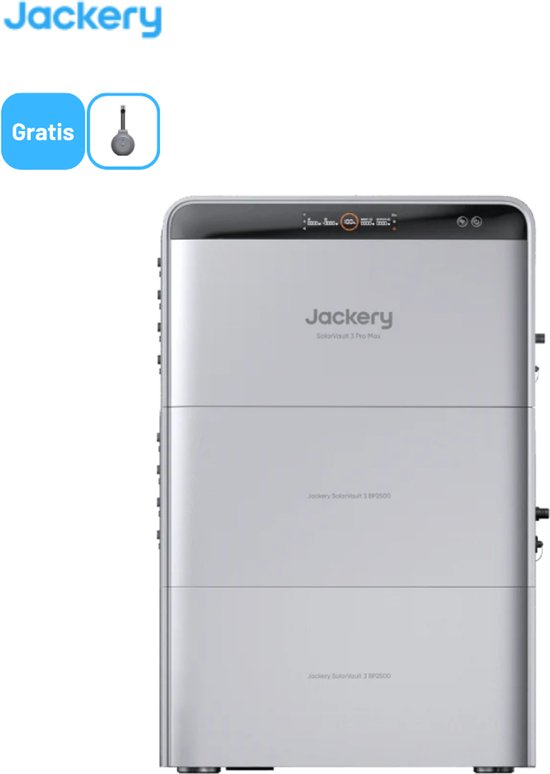 Jackery SolarVault 3 Pro Max thuisbatterij 7,5 kWh opslag 2,5 kW vermogen 2x BP2500 accu compact veilig