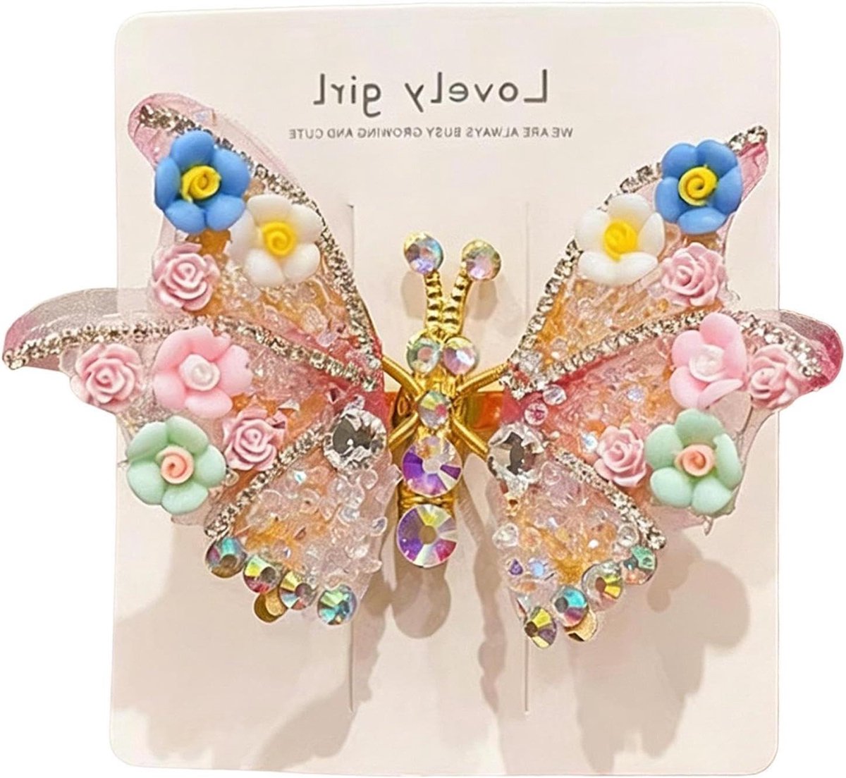 Haarspelden Set - Strass Clips - Feestelijk Kapsel - Bewegende Vleugels - 1361 gram - Kleurrijk