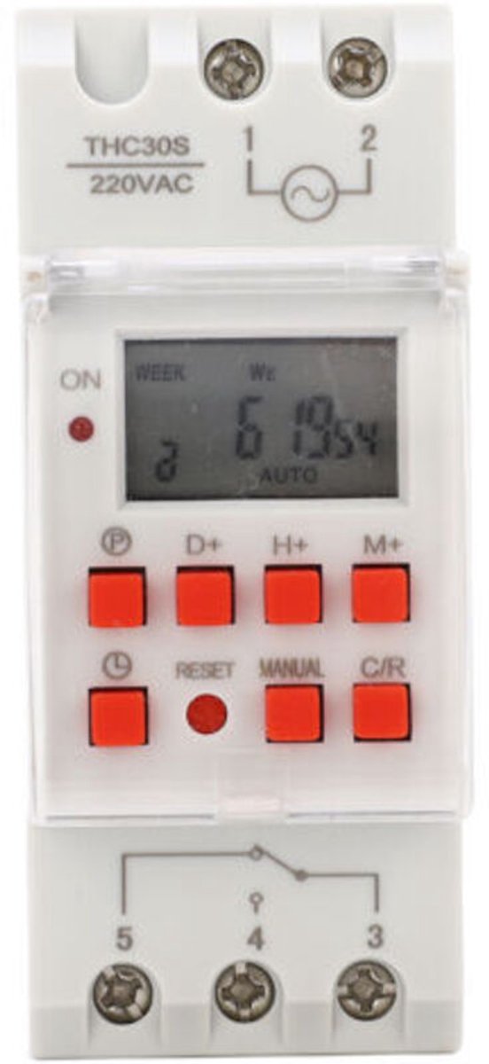 Timer voor elektrische waterverwarmer, tijdschakelaar, 30A digitale tijdschakelaar met 1-seconde LCD-display, 220V digitaal tijdrelais