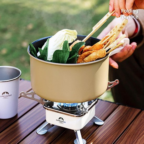 Campingkooktoestel - Opvouwbaar gasfornuis - Buiten koken - Winddicht ontwerp - 3500 Watt - Zwart — afbeelding 2