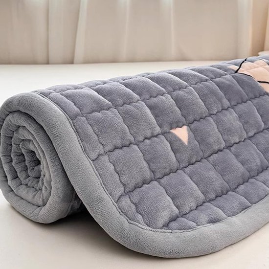 Japanse Futonmatras - Opvouwbaar Slaapkussen - Gasten Slaapcomfort - Extra Dik Gewatteerd - 200 x 220 cm - Grijs — afbeelding 5