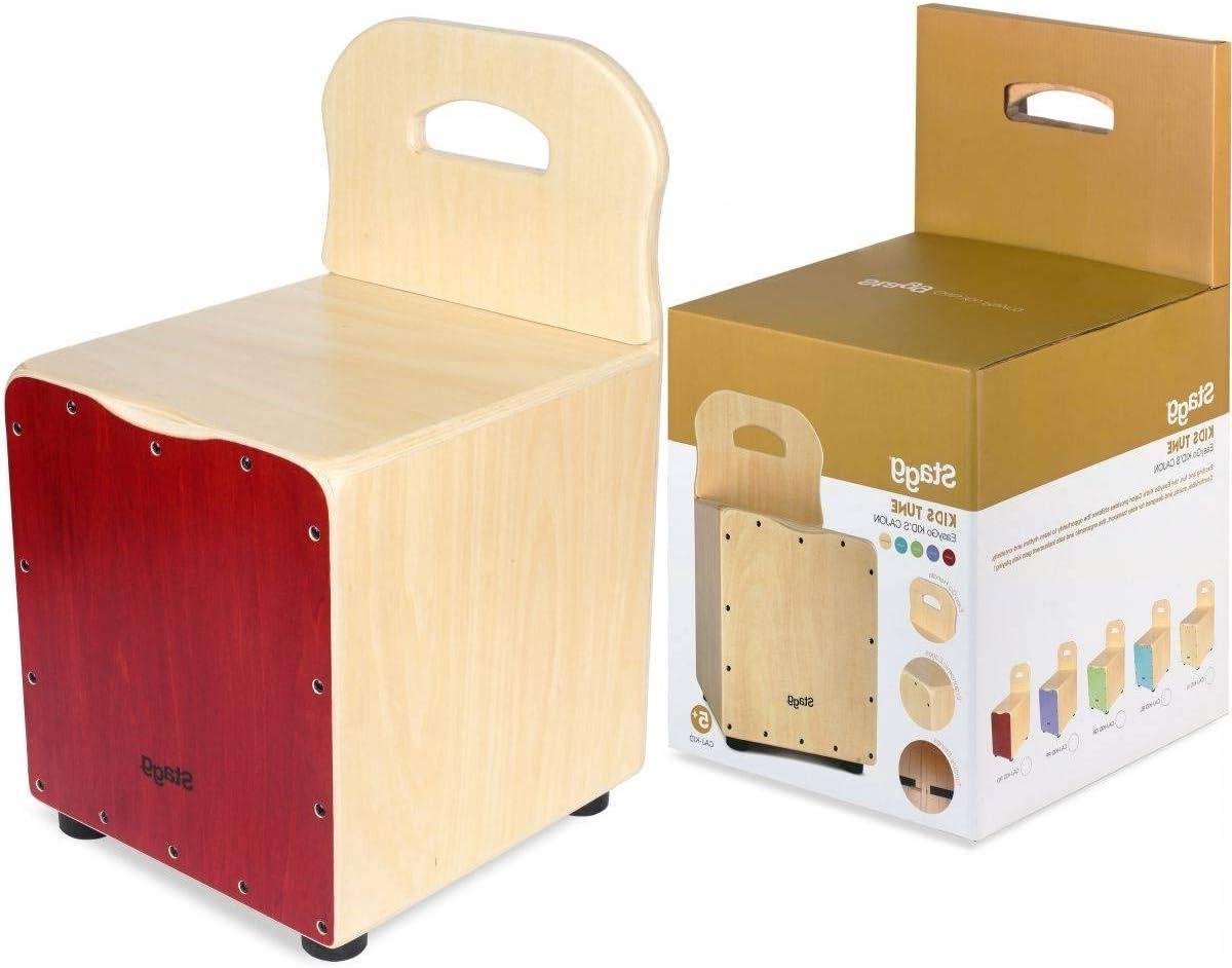 Kinder Cajon - Percussie trommel - Muziek maken - Met rugleuning - 29 x 31 x 33 cm - Rood